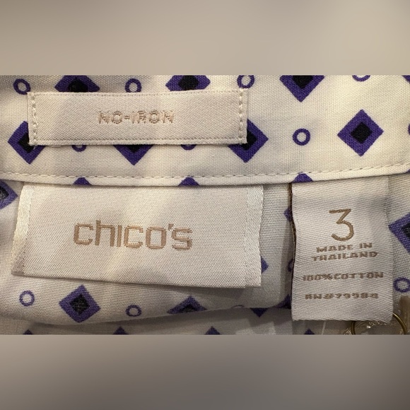 NWT Chico’s Effortless Foulard Laria Blouse Shirt Top in Optic White, 3/16/XL - Picture 2 of 7